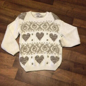 Women's HUNTINGTON RIDGE White/Multicolor Knitted Sweater L Grandma